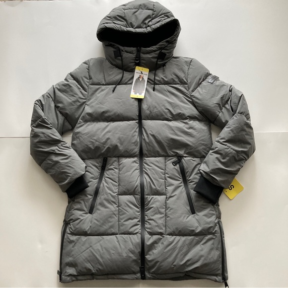 DKNY Womens Hooded Parka Puffer Jacket Small Grey NWT - Picture 12 of 15